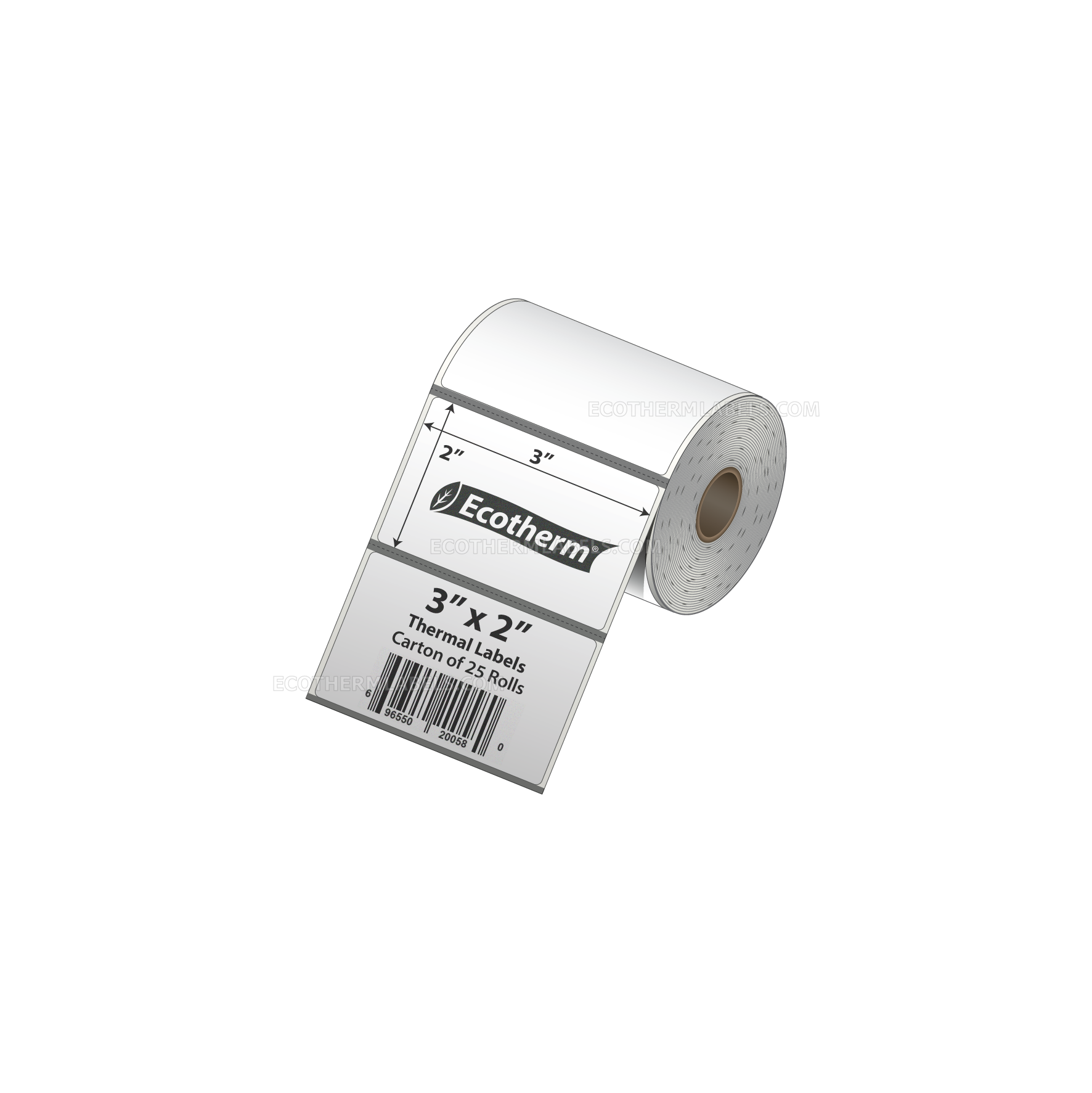 3 x 2 Direct Thermal White Labels With Rubber Adhesive - Perforated - 210 Labels Per Roll - Carton Of 25 Rolls - 5250 Labels Total - MPN: ECOTHERM13110-25