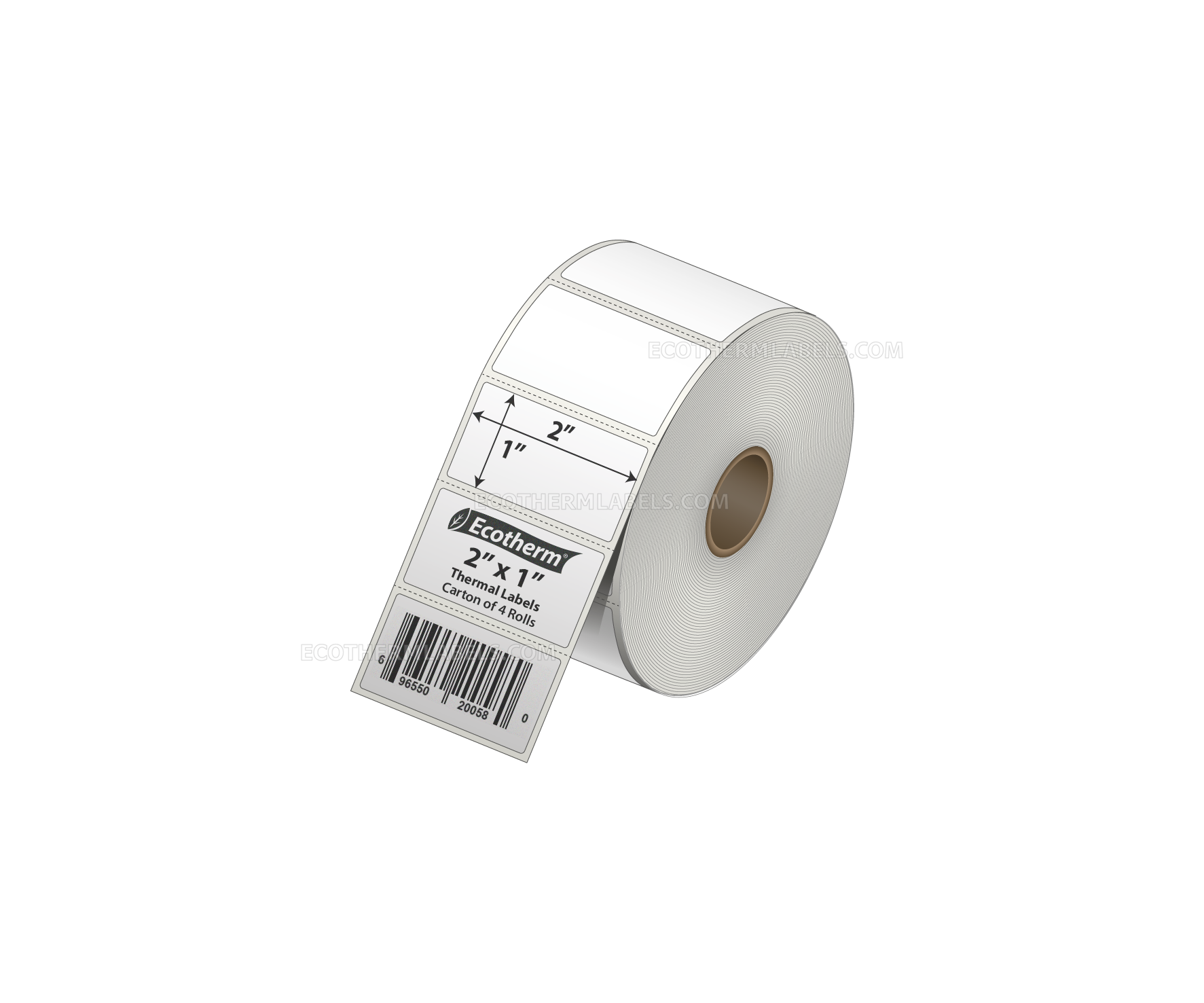 2 x 1 Direct Thermal White Labels With Rubber Adhesive - Perforated - 1400 Labels Per Roll - Carton Of 4 Rolls - 5600 Labels Total - MPN: ECOTHERM14120-4