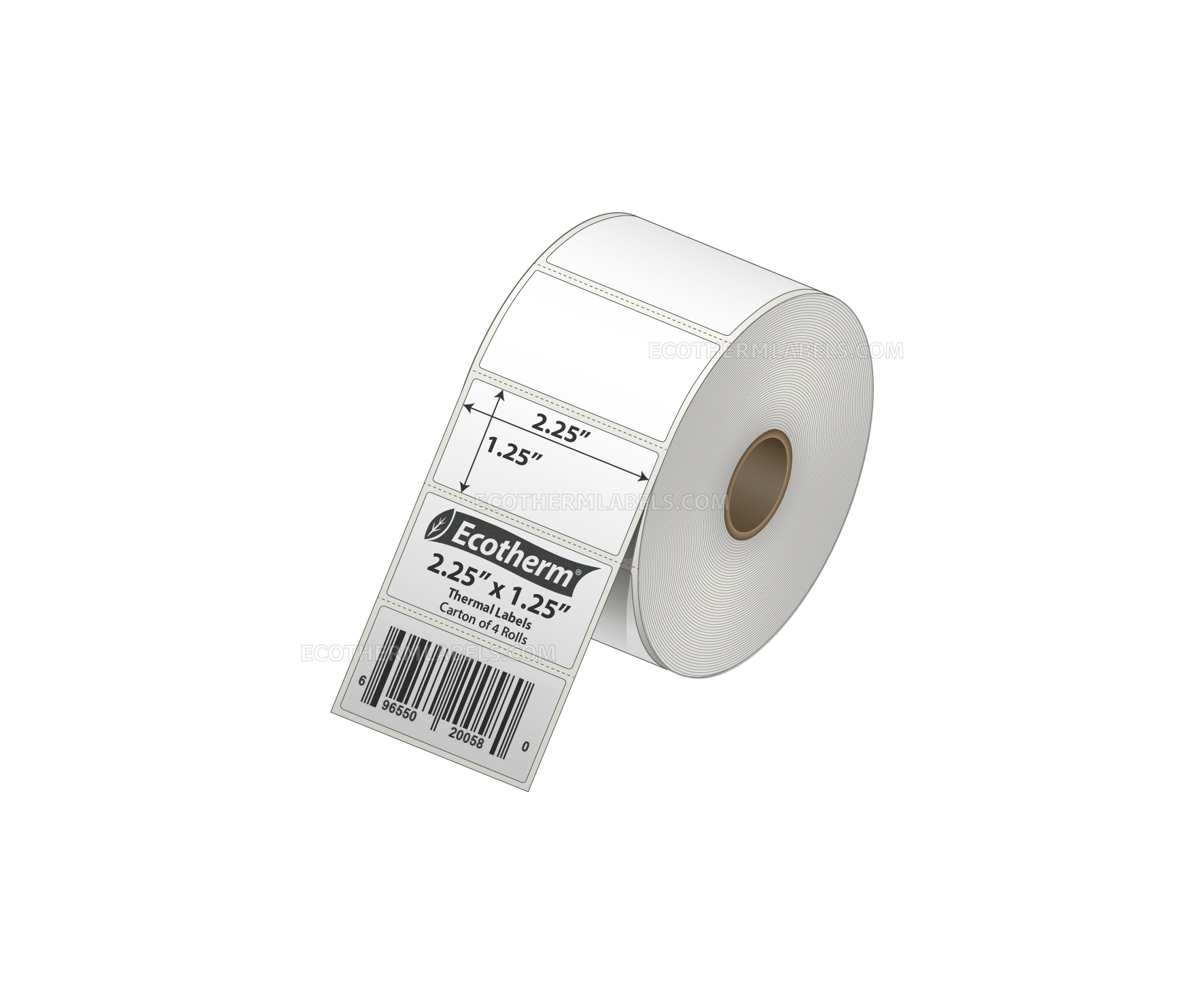 2.25 x 1.25 Direct Thermal White Labels With Rubber Adhesive - Perforated - 1135 Labels Per Roll - Carton Of 4 Rolls - 4540 Labels Total - MPN: ECOTHERM14103-4