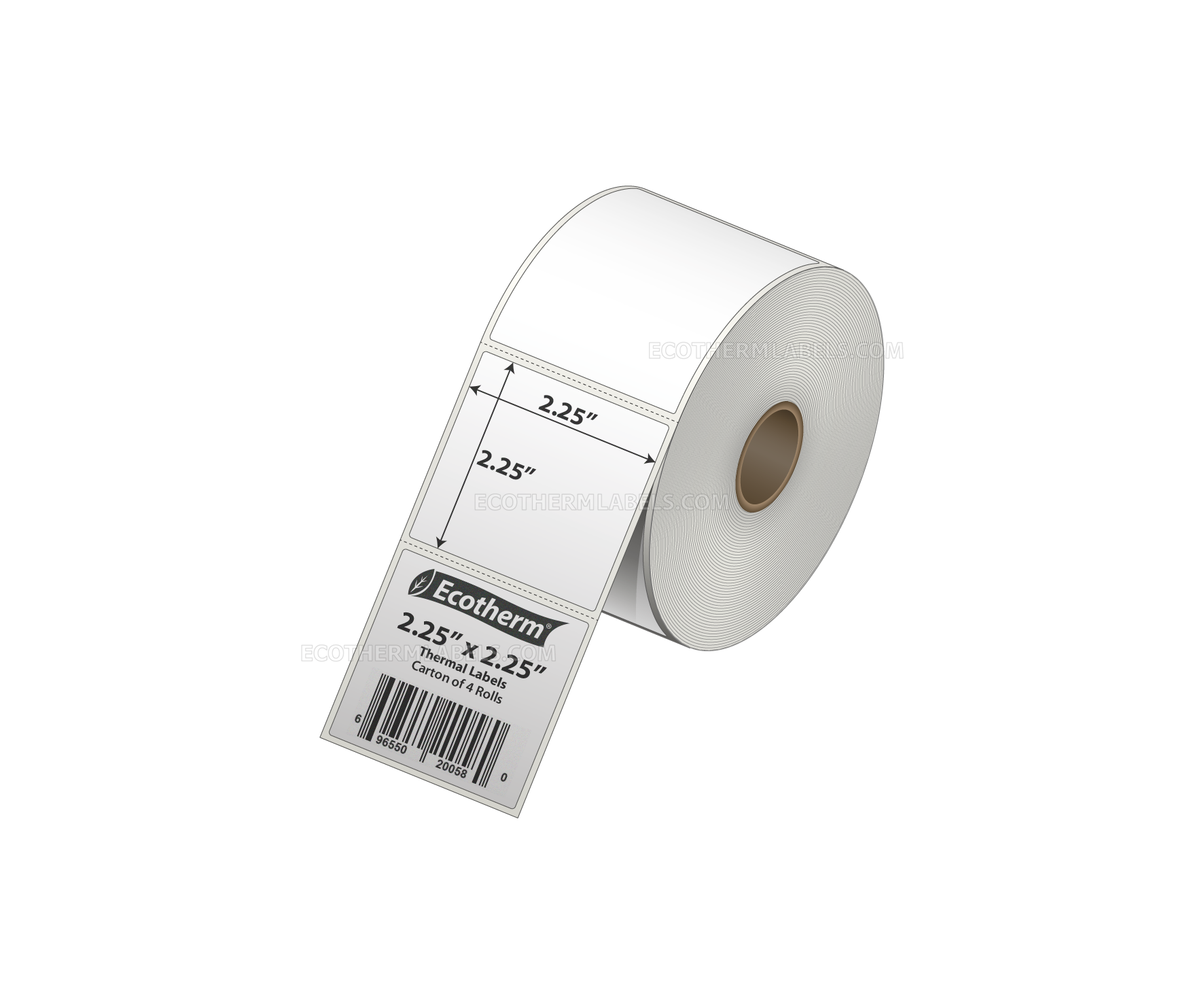 2.25x2.25 Direct Thermal White Labels With Rubber Adhesive - Perforated - 700 Labels Per Roll - Carton Of 4 Rolls - 2800 Labels Total - MPN: ECOTHERM14137-4 - EcothermLabels.com