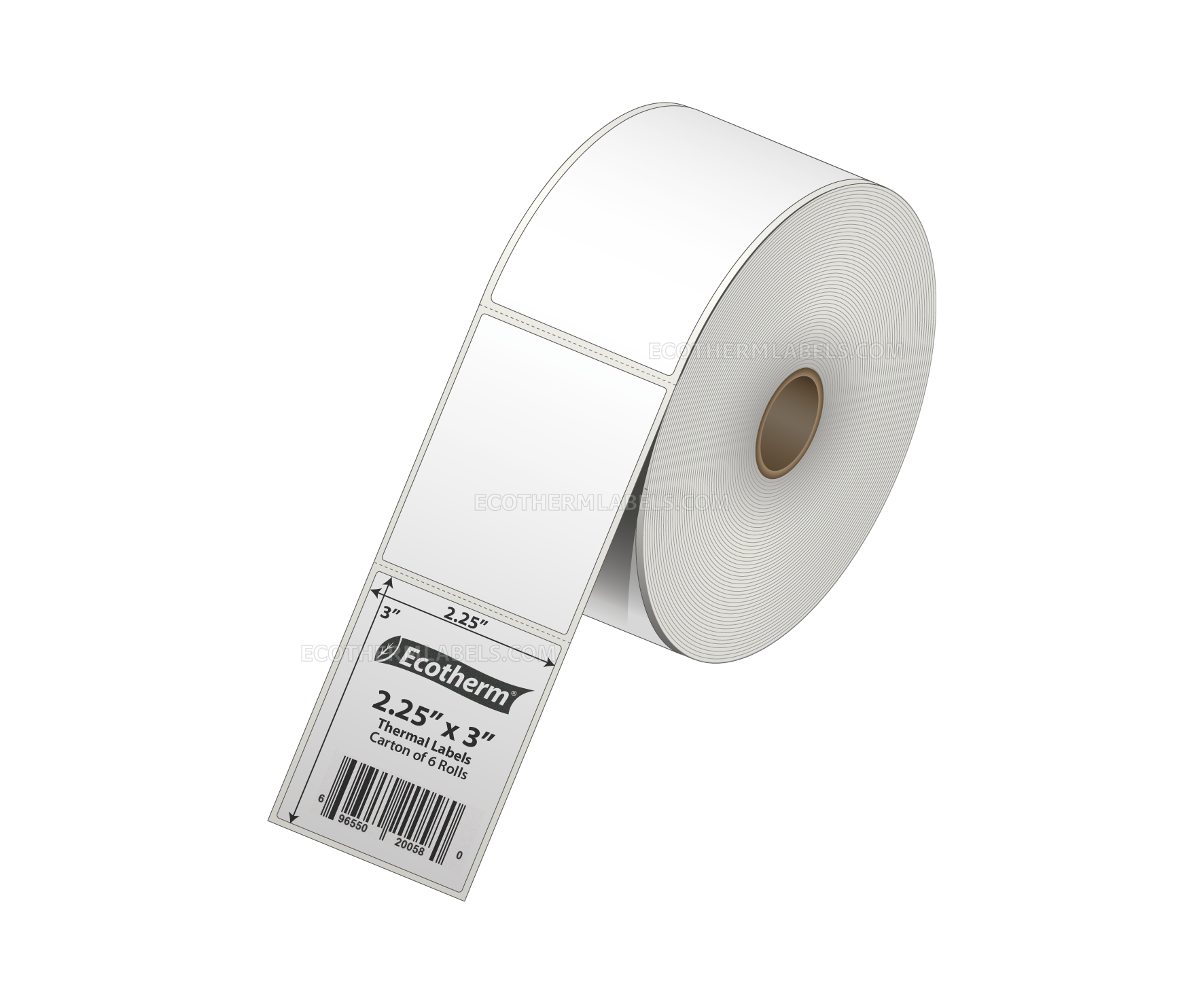 2.25 x 3 Direct Thermal White Labels With Rubber Adhesive - Perforated - 840 Labels Per Roll - Carton Of 6 Rolls - 5040 Labels Total - MPN: ECOTHERM15131-6