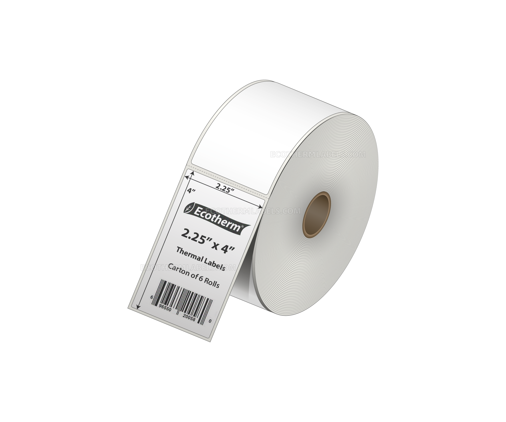 2.25 x 4 Direct Thermal White Labels With Rubber Adhesive - Perforated - 700 Labels Per Roll - Carton Of 6 Rolls - 4200 Labels Total - MPN: ECOTHERM15132-6